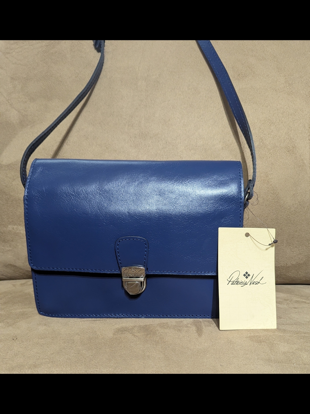 Patricia Nash Lanza Navy Leather Crossbody Bag - Picture 8 of 13